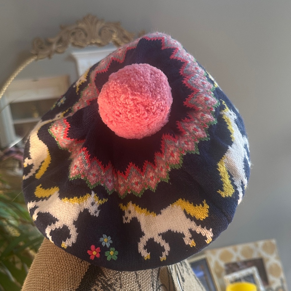 Boden College Navy Unicorn Knit Hat for Kids NWT - Picture 2 of 8